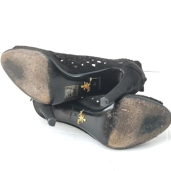 Prada cutout Black booties heels
